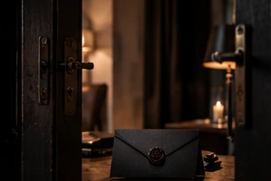 Atmospheric black and gold interior of The Reception